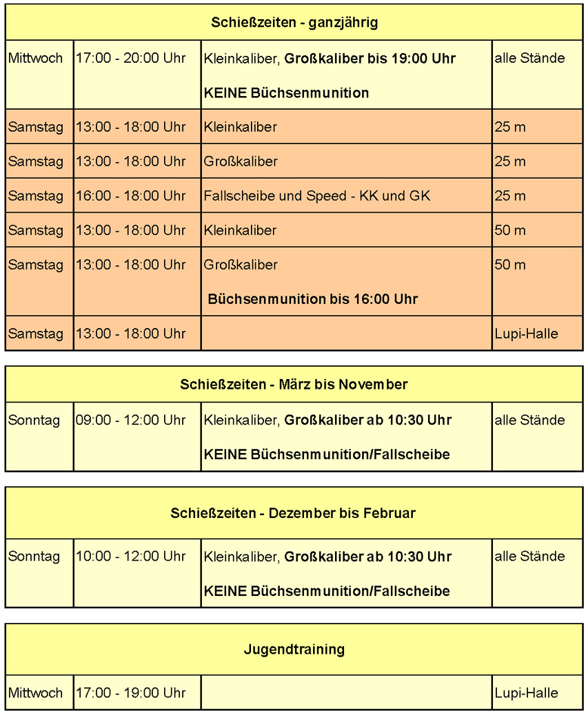 Schiezeiten